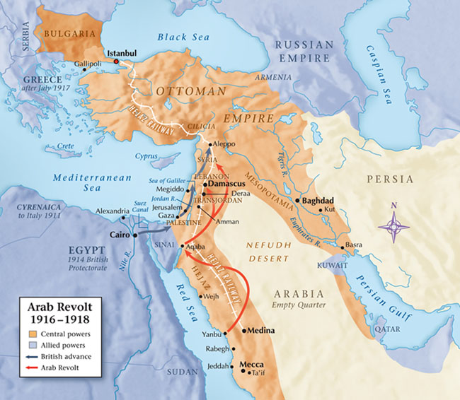 Map of revolt against Ottoman Empire